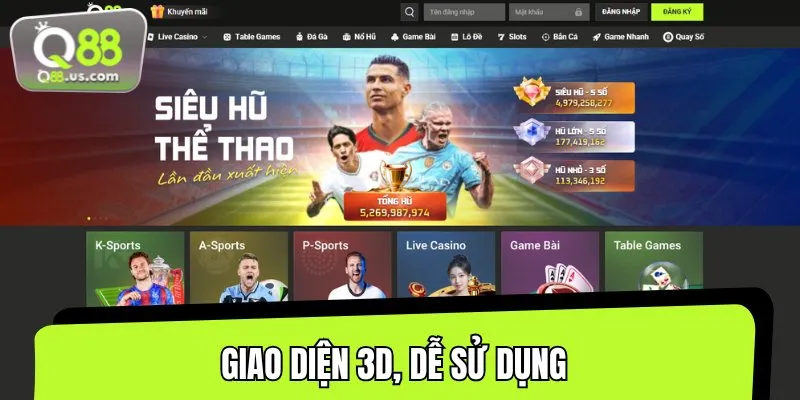 Giao diện trang chủ đăng ký dễ nhận diện và thao tác