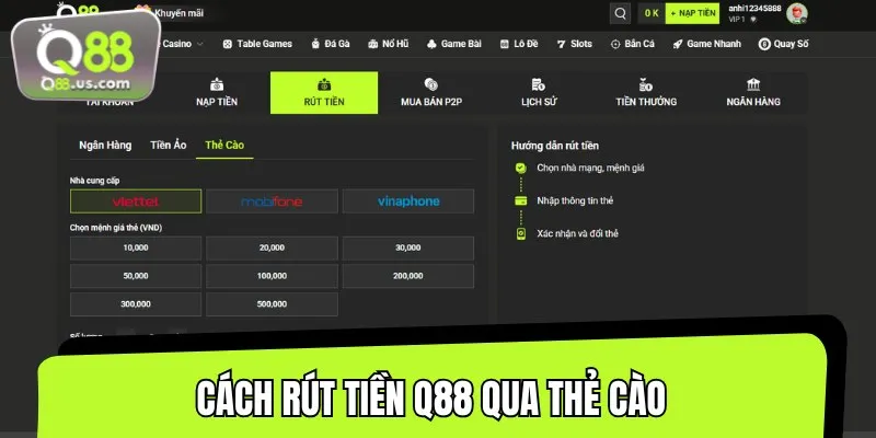 Các bước rút tiền về thẻ cào VND tiện lợi nhấtCác bước rút tiền về thẻ cào VND tiện lợi nhất